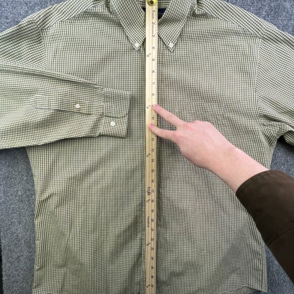 Brooks Brothers Button Up Shirt Yellow Green Check Large Cotton Non Iron L/S Men - Picture 5 of 12